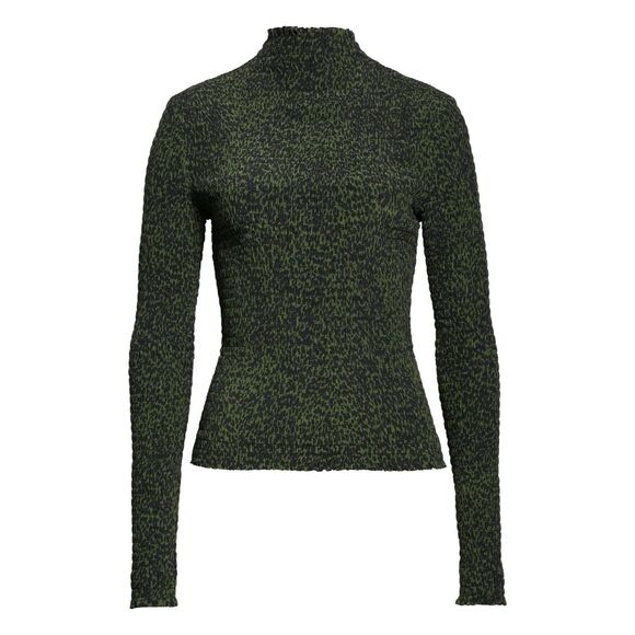 NWT Proenza Schouler White Label Smocked Dot Mock Neck Top in Fern Green & Black - Picture 5 of 14